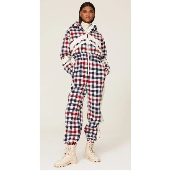 Rent the runway sz xl perfect moment red white and blue star gingham ski suit - Picture 1 of 12